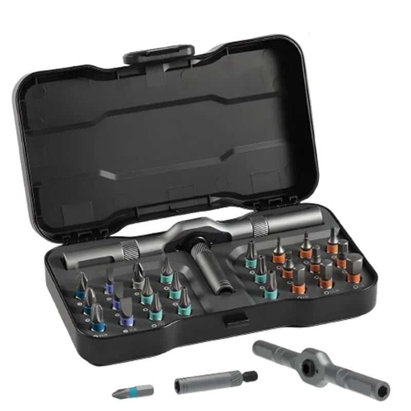 24 in 1 Ratchet Screwdriver Set Magnetic Precision Bits with Detachable Handle & Case Multi-Purpose Mini Screwdriver Kit