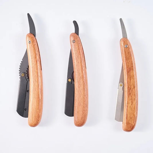 Men's Professional Barber Razor Pear Flower Wood Manual Folding Shaving Shave Stainless Steel Straight Razor Beard trimmer