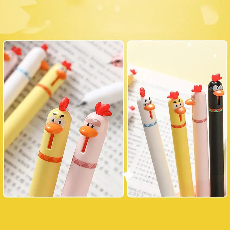 1/4pcs Funny Chick Carrot Press Type Black Quick Dry Gel Pen Creative Stress Relief Writing Tool for Study Office School