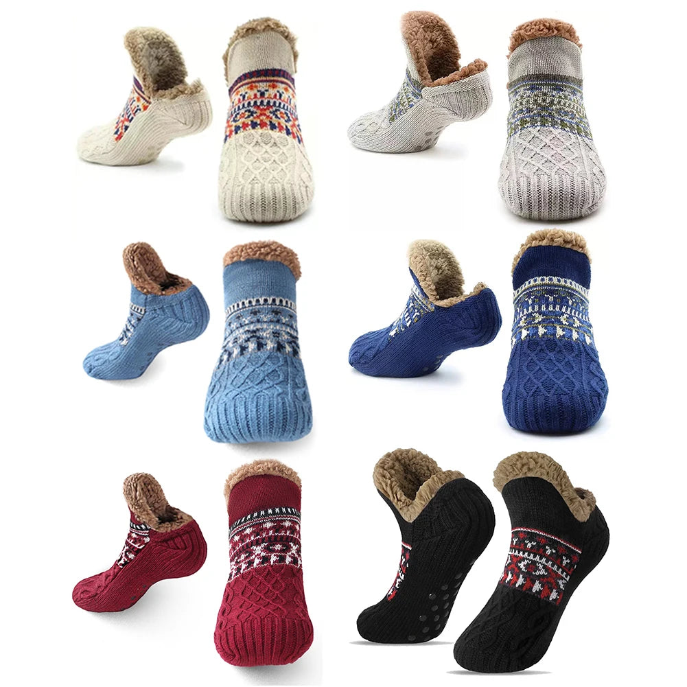 Men Women Winter Indoor Home Slippers Socks Non Slip Carpet Sock Warm Bedroom Sleeping Sock Soft for Christmas