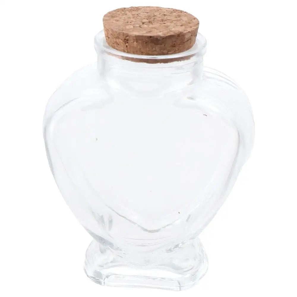with Cork Stoppers Heart-Shaped Bottle Portable Small Wishing Bottle Clear Empty Glass Jar