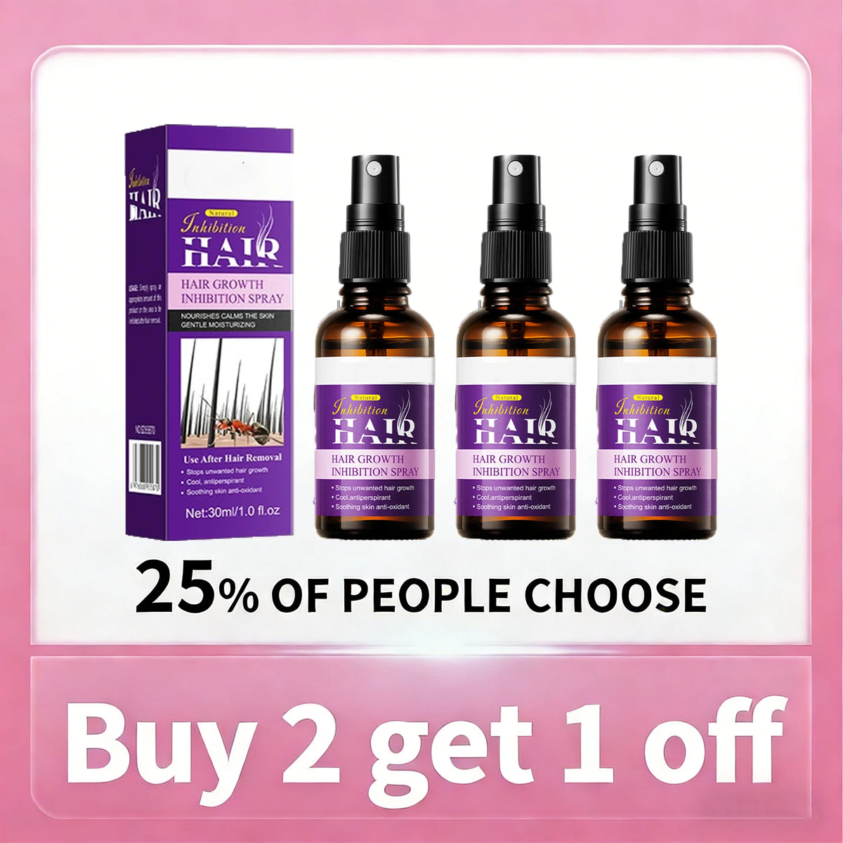2026 New Natural Body Hair Inhibiting Spray Gentle Care Moisturizing Serum Slow Hair Growth for Thigh Armpit Chest Skin