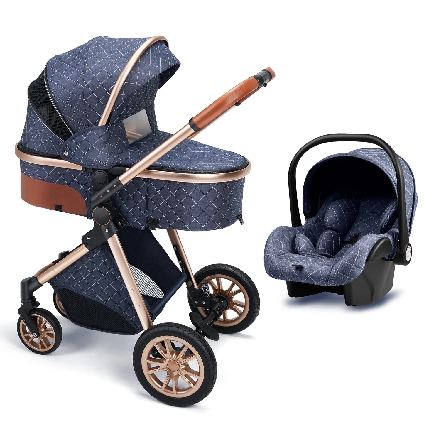 Premium 3-in-1 Luxury Baby Stroller - High Landscape Reversible Pram