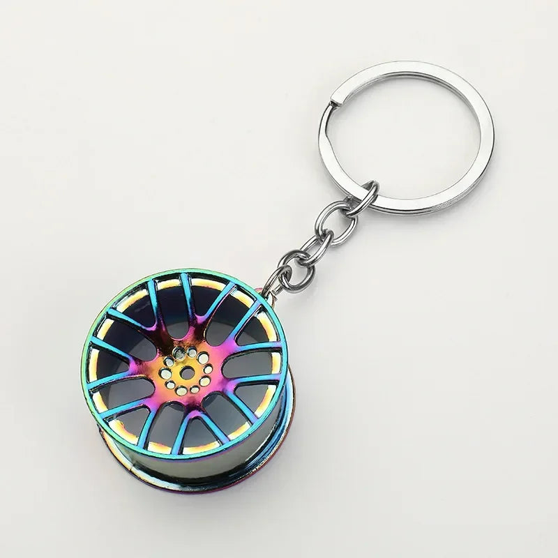 Automotive Gear Head Keychain - Speed Gearbox Keyring with Turbo Hub & Brake Disc Design