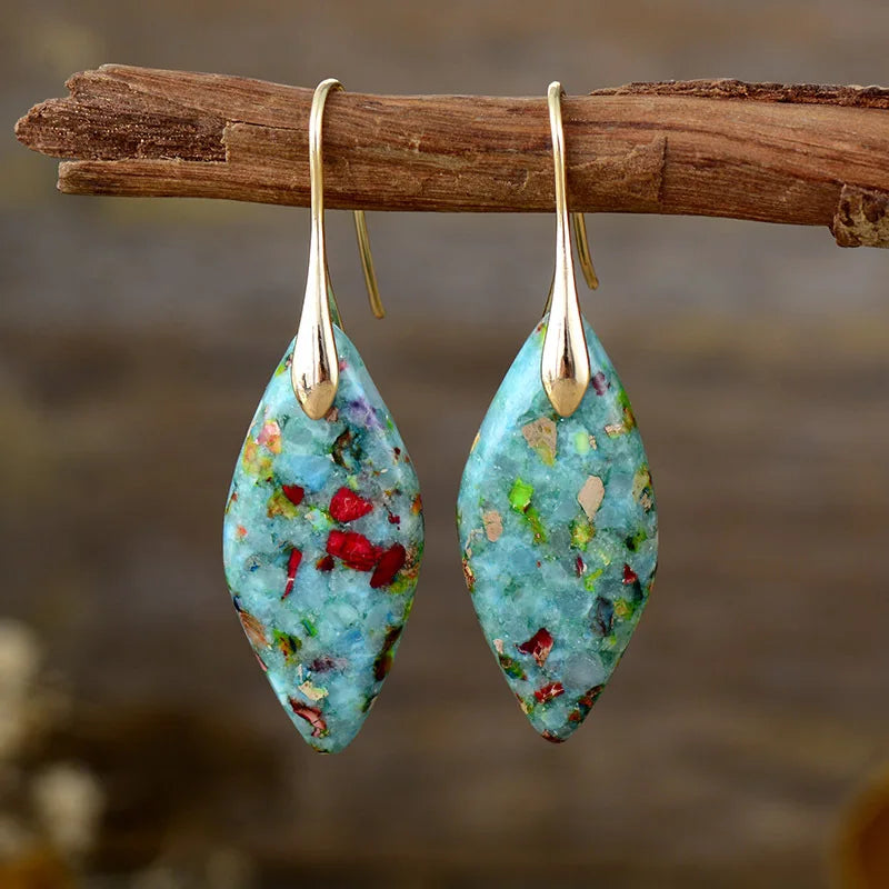 Premium Bohemian Natural Stone Drop Earrings - Geometric Pendant Jewelry