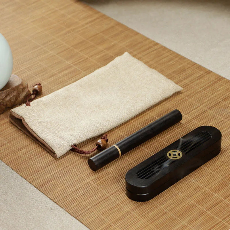 Classical Ebony Horizontal Incense Burner Portable Line Incense Box Indoor Line Incense Holder Home Ornaments Incense Base