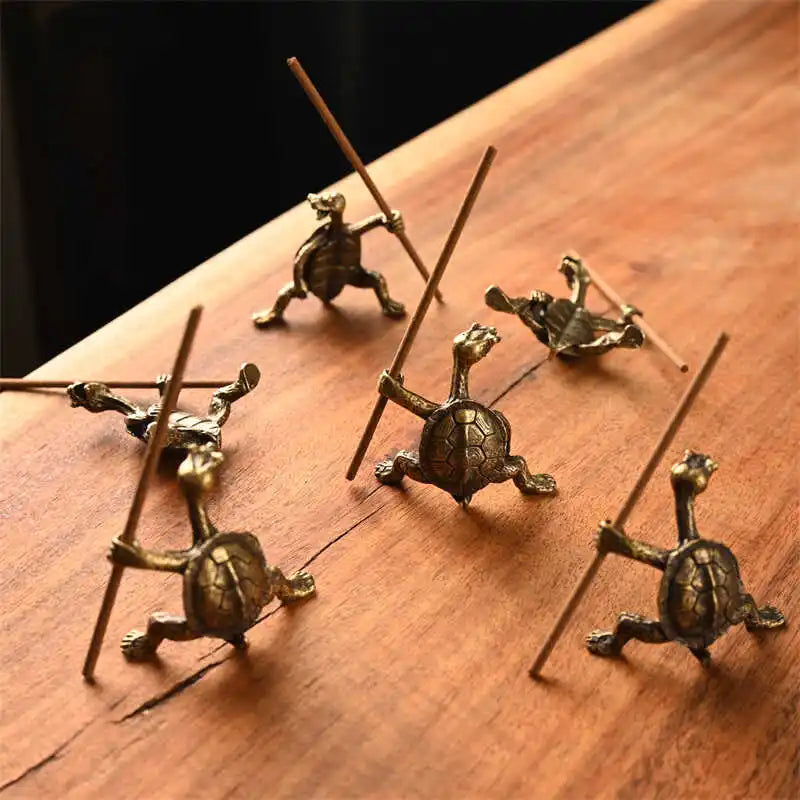 Antique Alloy Kung Fu Turtle Line Incense Holder, Home Decor, Line Incense Burner, Incense Holder, Animal Tea Table Decoration