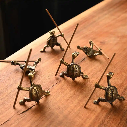 Antique Alloy Kung Fu Turtle Line Incense Holder, Home Decor, Line Incense Burner, Incense Holder, Animal Tea Table Decoration