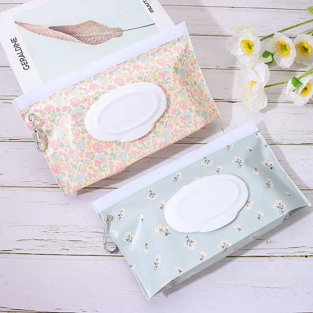 Hot Refillable EVA Wet Wipes Bag Cosmetic Pouch Tissue Box Wipes Holder Flip Cover Snap-Strap Carrying Case Stroller Accessories