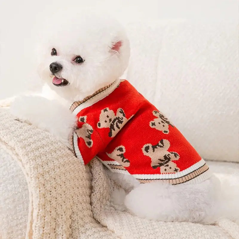 Dog Clothes Winter Chihuahua Pet Striped Dog Cardigan Sweater Bichon Pug Kitten Puppy Dog Warm Coat Cat Dog Supplies Pet Outfit