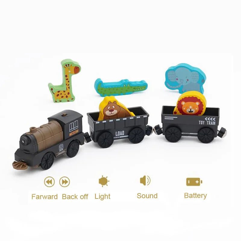 New Electric Wooden Train Set Toy Train for Boys Girls Compatible with Wooden Train Track Racing Track Toys Gift For Kids