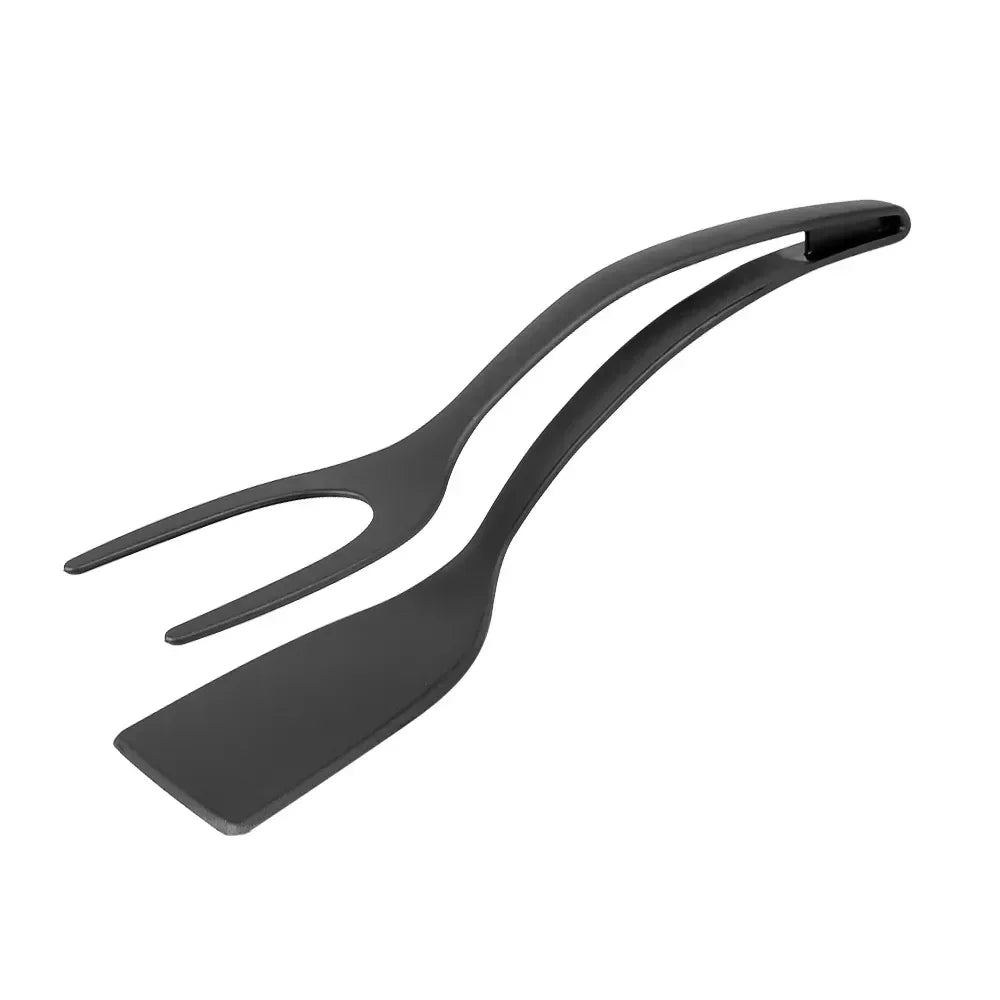 2-in-1 Nylon Kitchen Tongs with Spatula & Turner - Heat-Resistant Cooking Tool