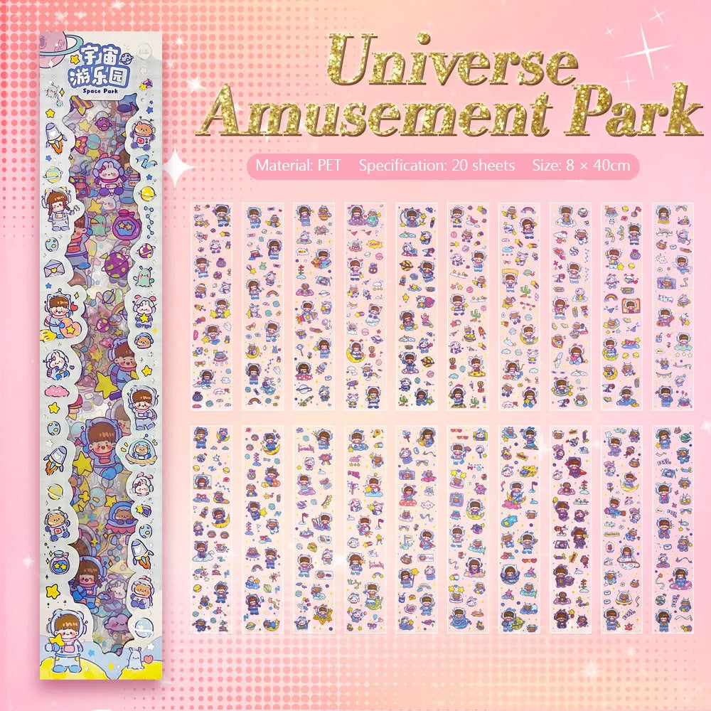 20PCS Kawaii Cartoon girl Decals Gift Students Cartoon Stationery PET Diary Stickers Notebook Cute Girls