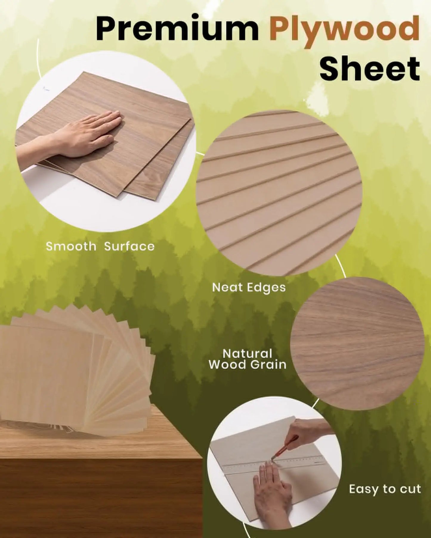 ROWOOD Walnut Plywood Sheets 16PCS 300x300x3mm Laser Engraving Materials Plywood Board for Model Making Laser Cutting