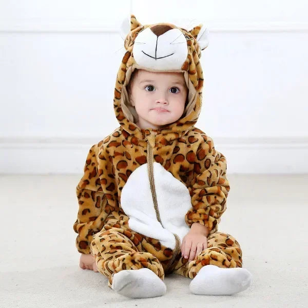 Premium Animal Kigurumi Baby Romper - Winter Flannel Costume Jumpsuit