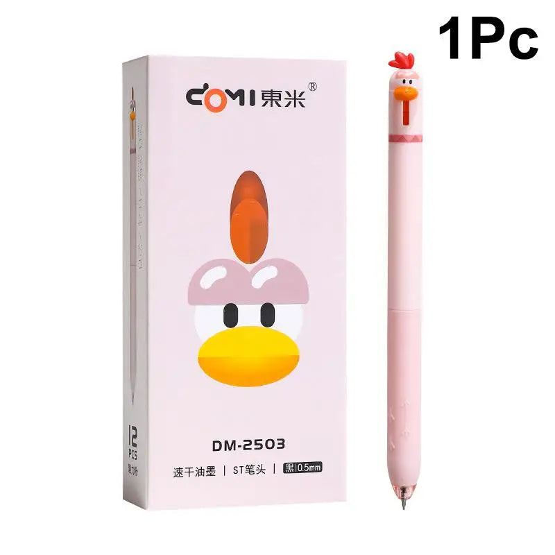 1/4pcs Funny Chick Carrot Press Type Black Quick Dry Gel Pen Creative Stress Relief Writing Tool for Study Office School