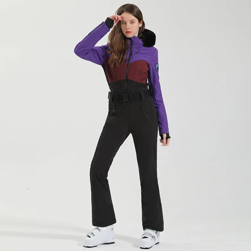Ski Suit for Women, Jumpsuit, Thermal, Thicken, Waterproof, Windproof, Outdoor Sport Wear, Snowboard, Mountain, New, Winter