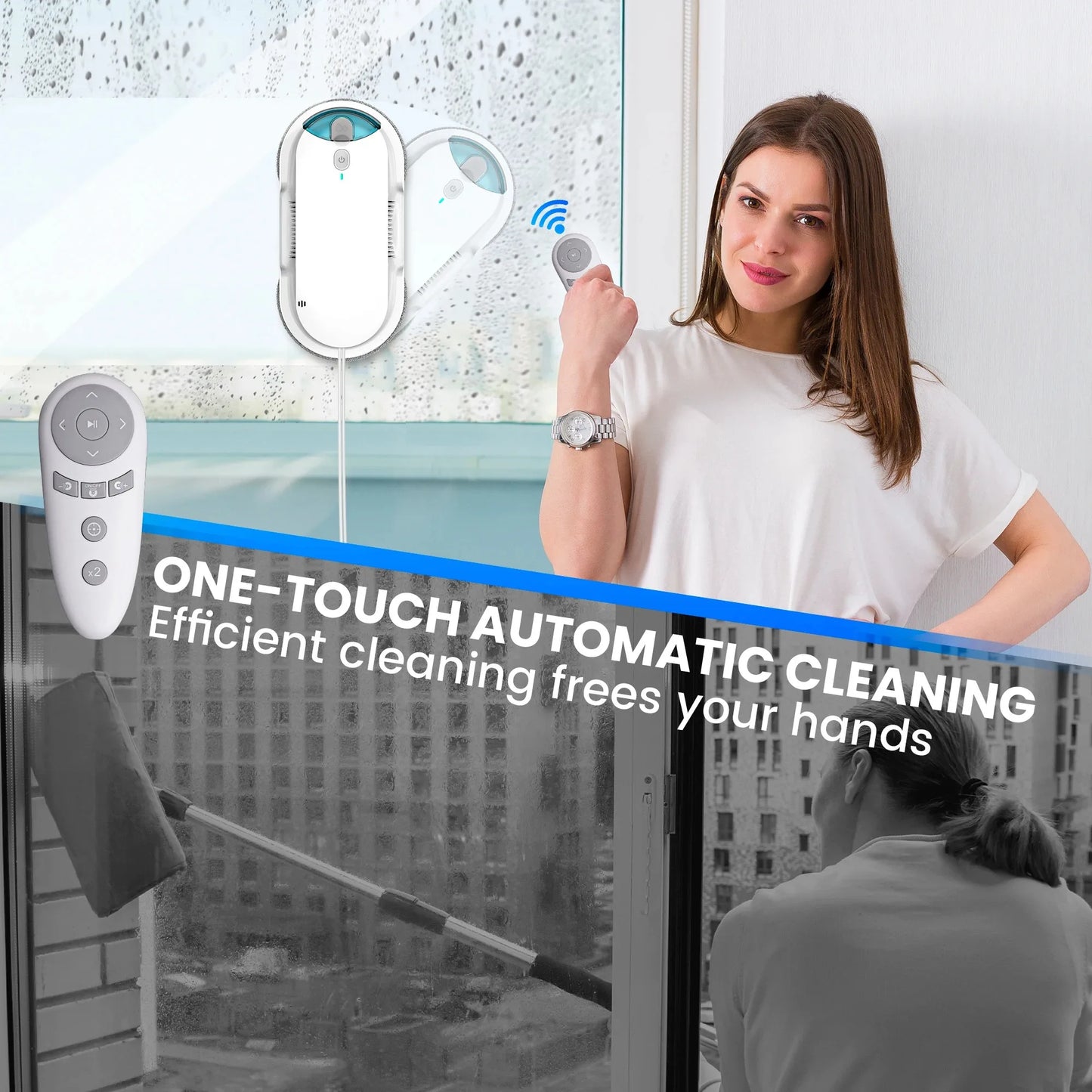 INSE W1 Automatic Window Cleaning Robot with Water Spray & Remote Control