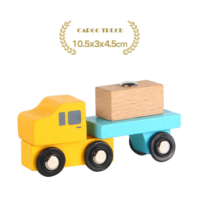 1PC Wooden Magnetic Train Wooden Railway Track Cars Truck Wood Track Accessories Fit for Biro Wooden Tracks Toys For Kids Gifts