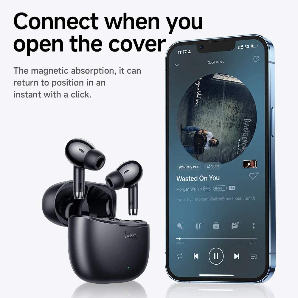 HOCO EQ2 Wireless Bluetooth 5.3 Earbuds - Touch Control Sports Headphones with Microphone