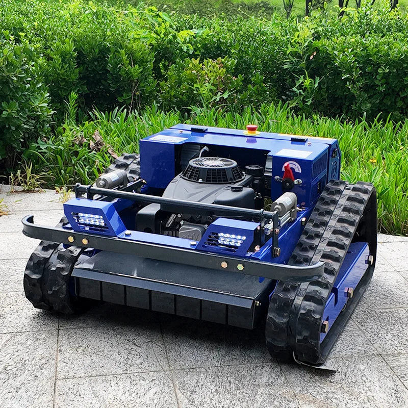 Customized Factory direct sale rubber crawler petrol engine remote control lawn mower high power self-propelled lawn mower