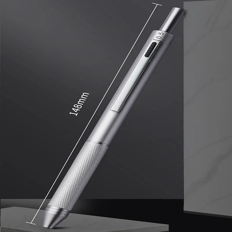 4 In1 Multi-Function Ballpoint Pen/Mechanical Pencil,Metal Integrated Gravity Signature Canetas Black Technology Press Oil Stylo