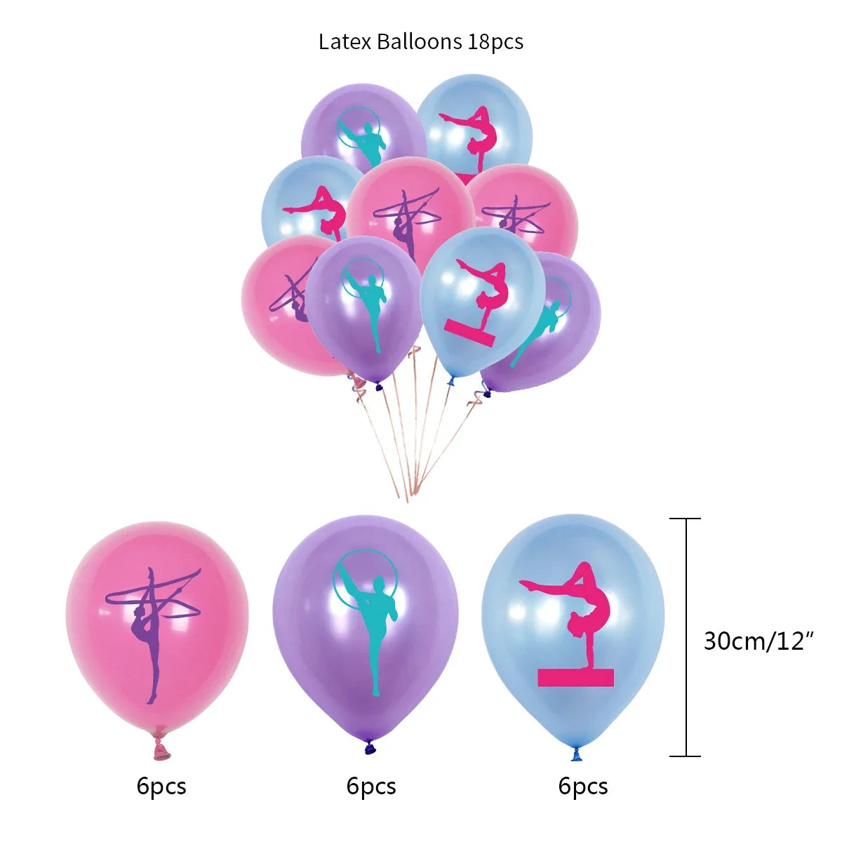 Gymnastics Theme Birthday Party Decoration Balloons Happy Birthday Banner Cake Topper Set Girl Sports Party Decoration Supplies