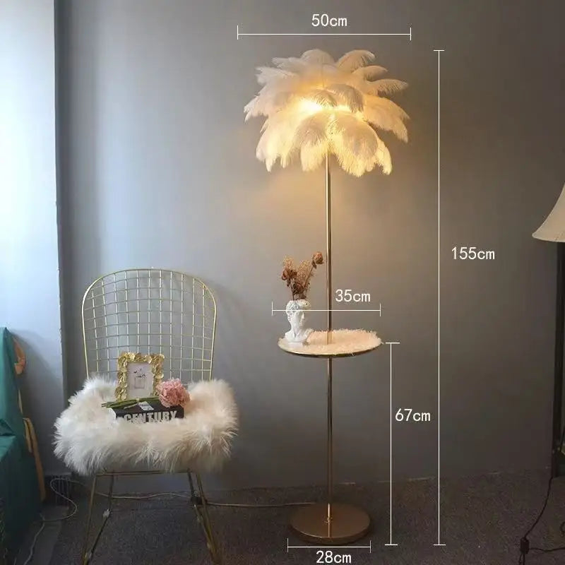 Premium Nordic Ostrich Feather Floor Lamp - Modern LED Interior Lighting