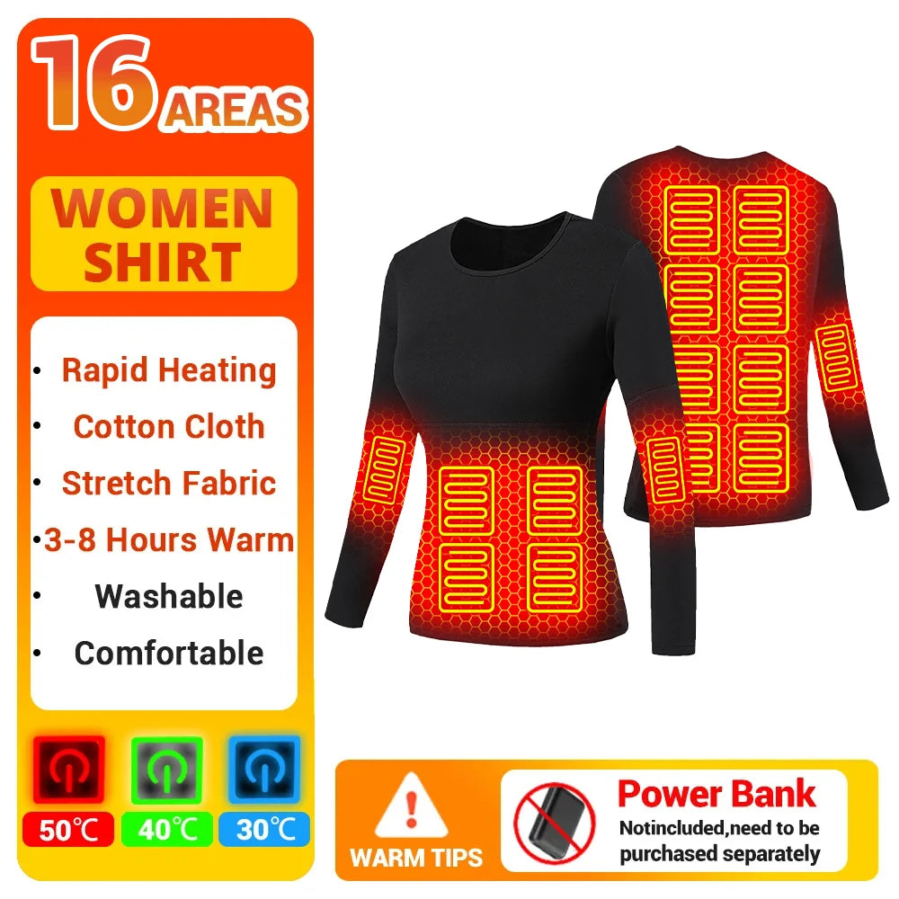 Winter Heated Thermal Underwear Skiwear Heated Jacket Fleece Warm Top Pants USB Electric Heating Clothing