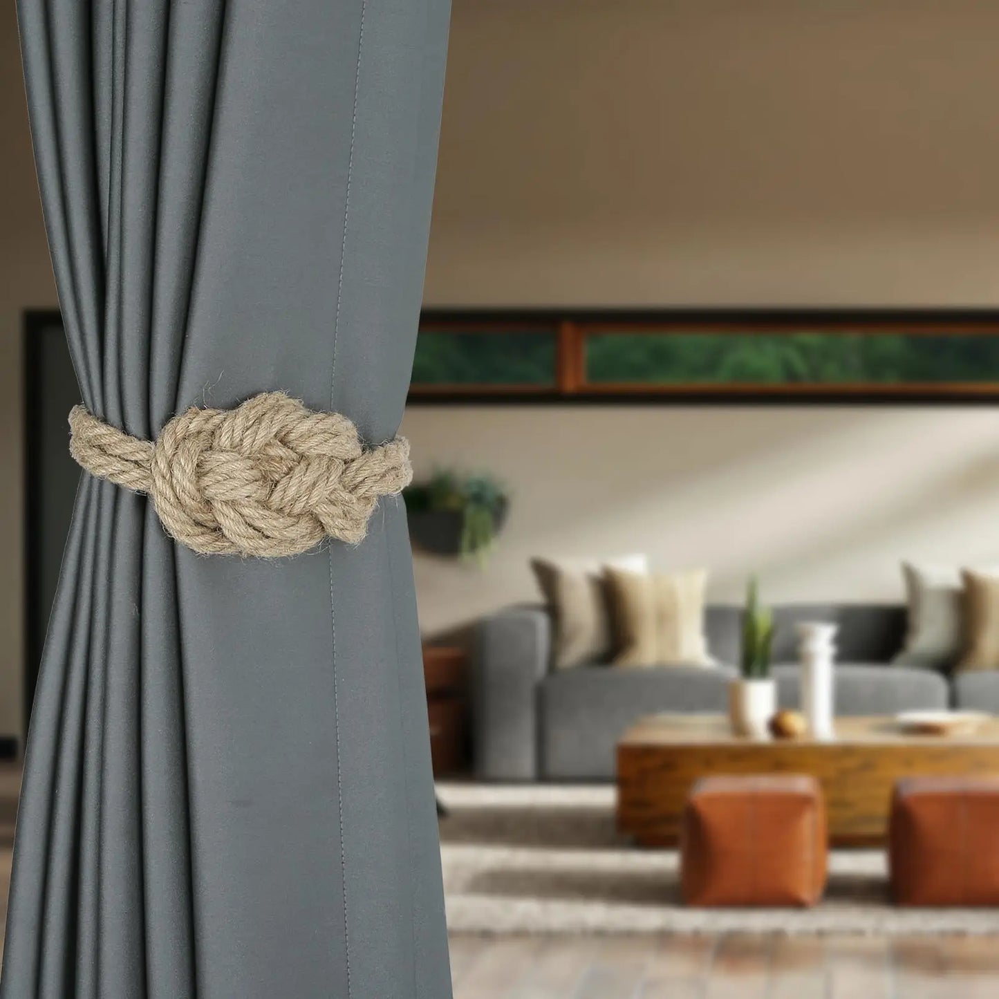 1&2Pcs Hemp Rope Magnetic Curtain Buckle Home Decoration Buckle Strap Handmade DIY Rope Curtain Tie Clip Curtain