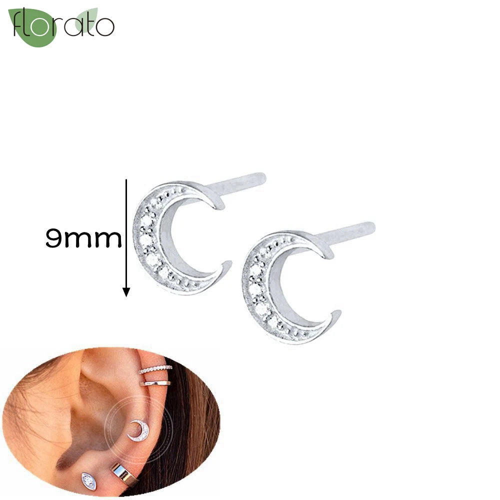 925 Silver Needle Exquisite Zircon Small Earrings Fashion Stud Earrings for Women Anti Allergy Cartilage Puncture Jewelry Gift