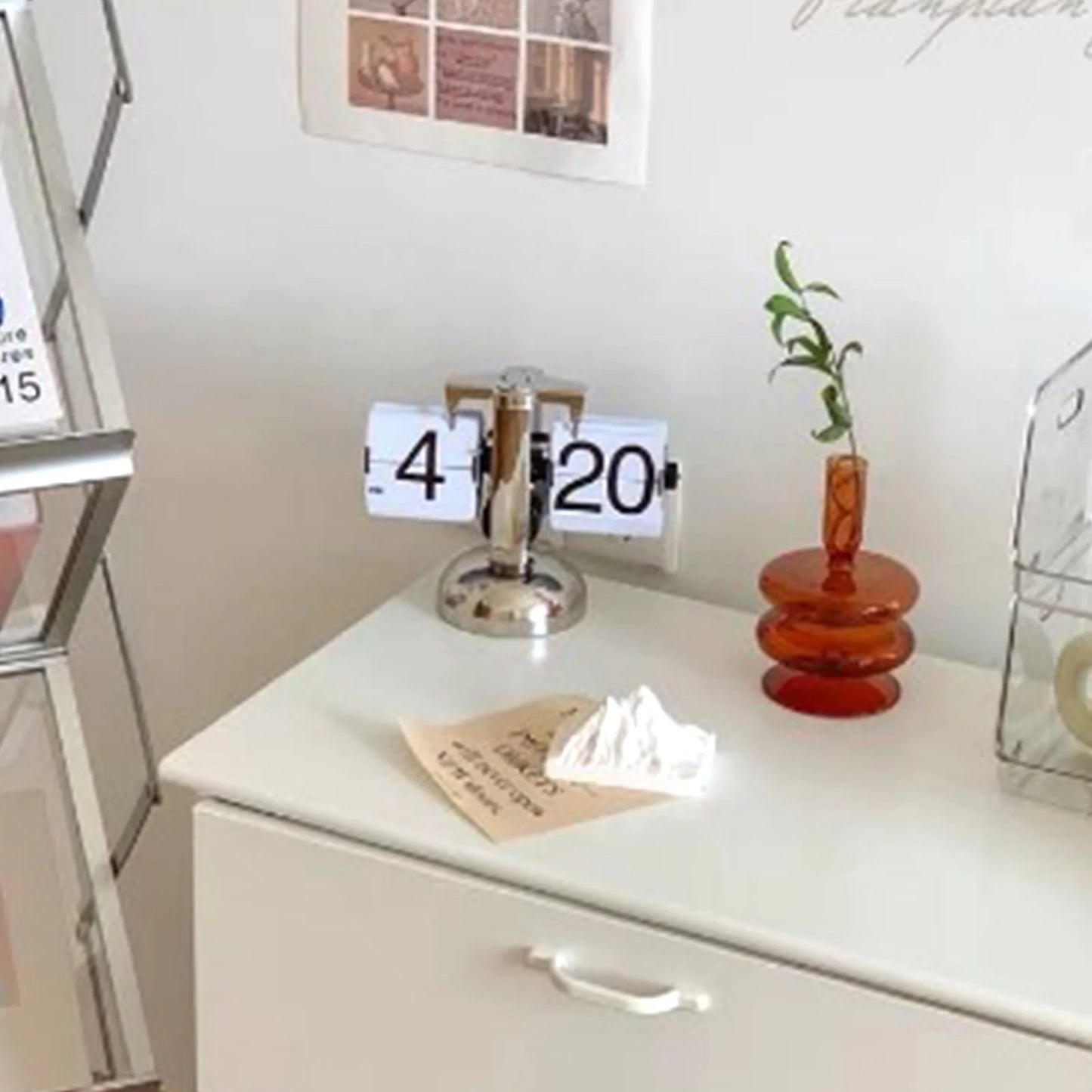 Flip Desk Clock Digital Flip Down Clock Retro Minimalist Single Foot Mechanical Auto Flip Clock Desk Clock for Home Livingroom