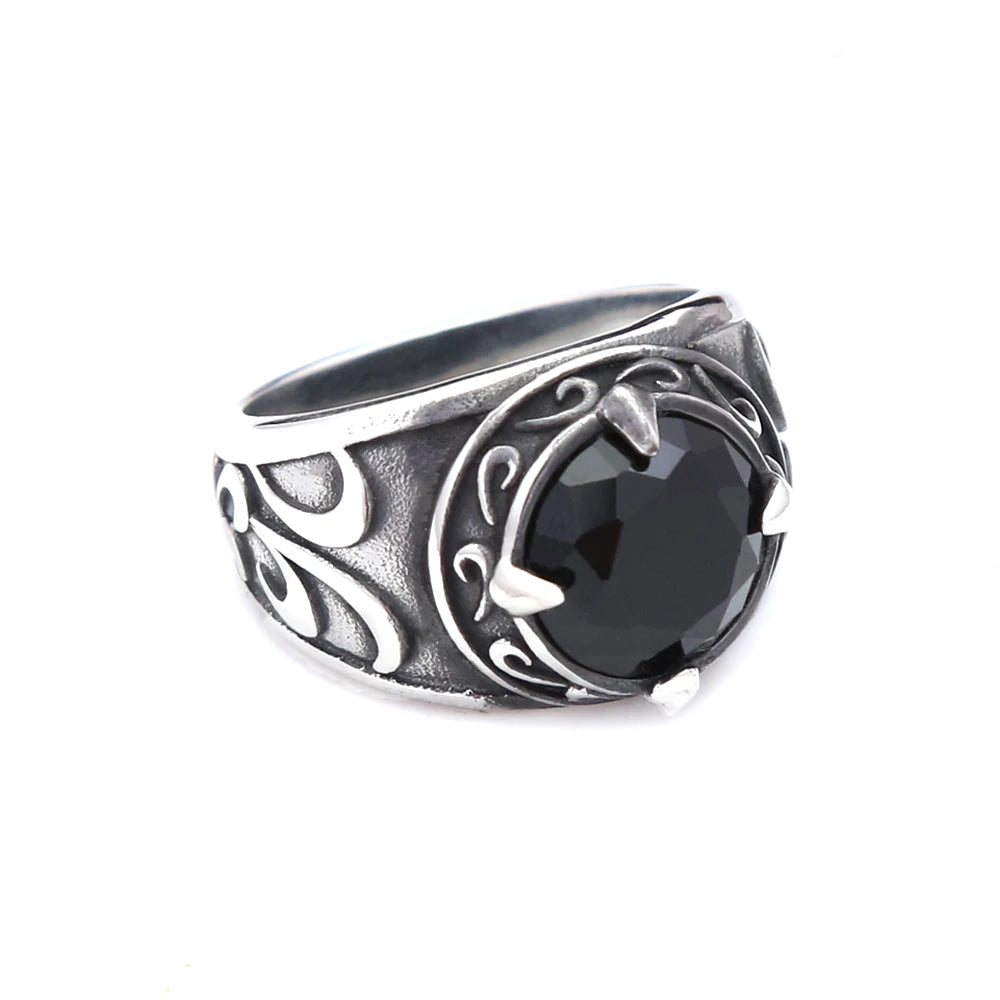 Gothic Dragon Claw Ring - Vintage Stainless Steel Black Stone Statement Ring