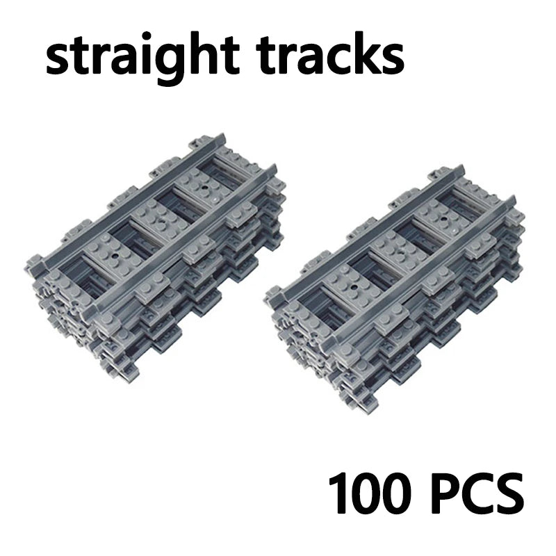 City Trains straight  Track Rail Bricks Model Uphill Tracks soft Flexible Switch curved Railway  Building Blocks kids Toys