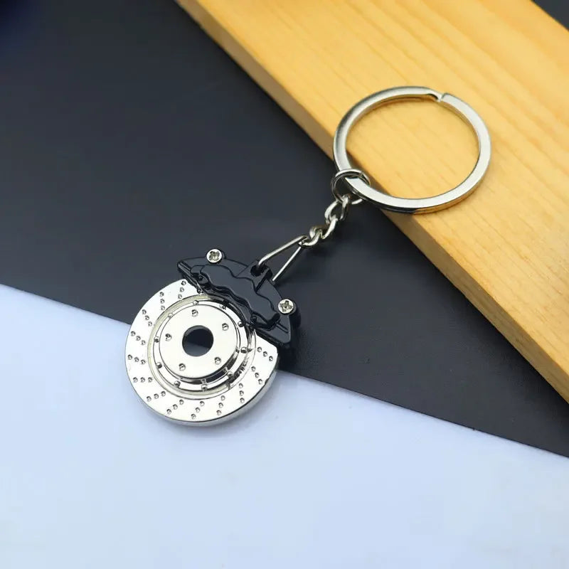 Automotive Gear Head Keychain - Speed Gearbox Keyring with Turbo Hub & Brake Disc Design