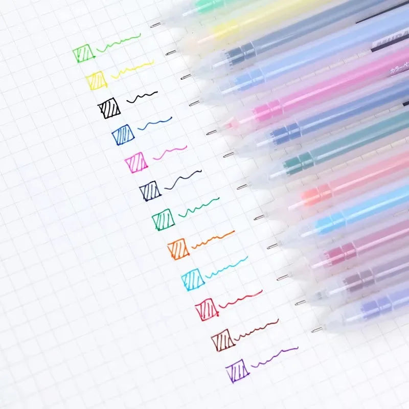 12/24Pcs/set Kawaii Color Gel Pen Refill Set 0.5mm Candy Colors Ballpoint Pens Student Office Writing Pens School Stationery