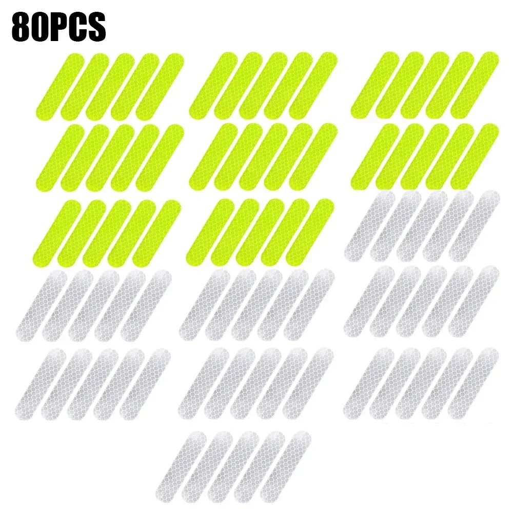 80-10PCS Car Helmet Safety Warning Reflective Sticker High Visibility Waterproof Tapes Auto Accessories for Night Walking Riding