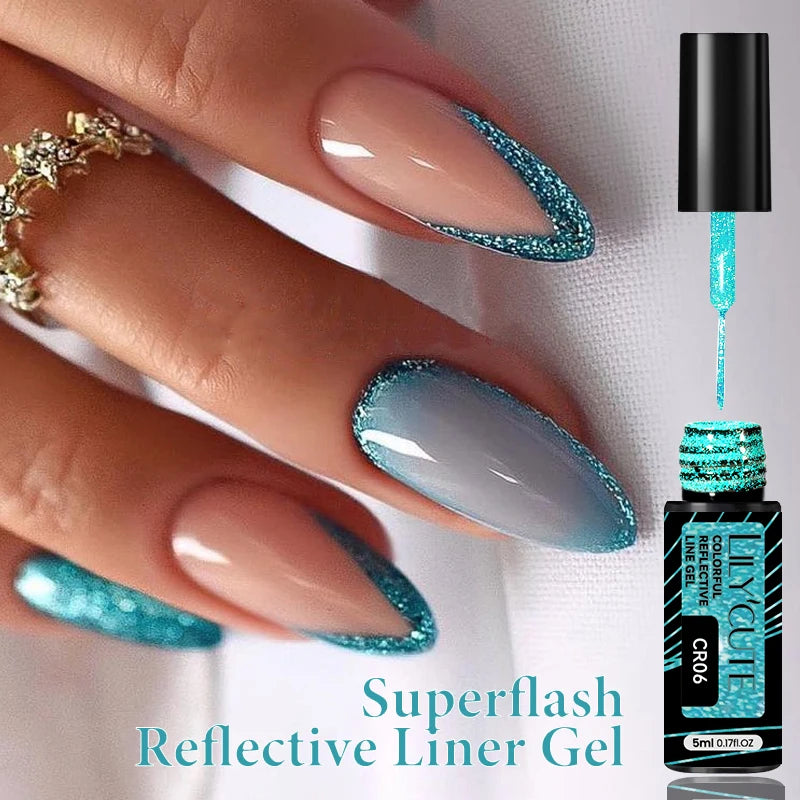 LILYCUTE Reflective Glitter Gel Nail Polish - 5ml Sparkling Liner