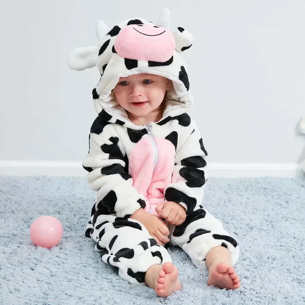 Premium Animal Kigurumi Baby Romper - Winter Flannel Costume Jumpsuit