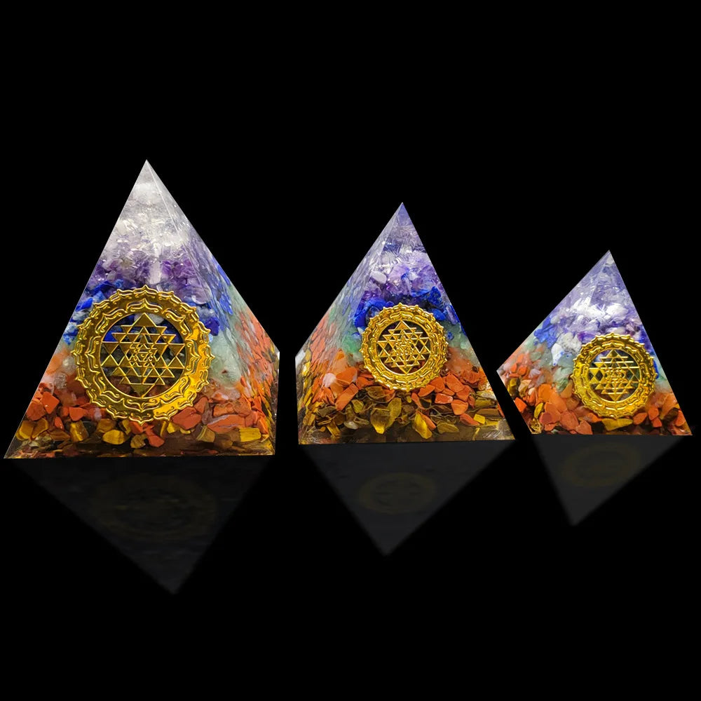 7 Chakra Orgone Pyramid for Reiki Healing Crystals and Stones Orgonite Energy Generator Meditation Balancing Home Decor Ornament