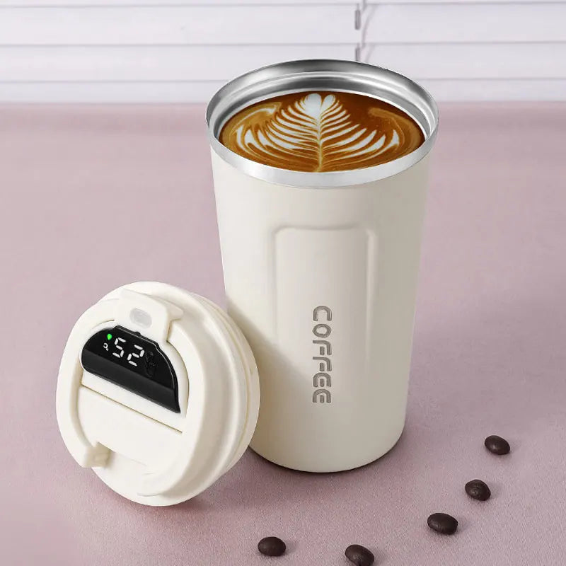Smart Temperature Display Tumbler - 380ml Stainless Steel Insulated Travel Mug with LED Display