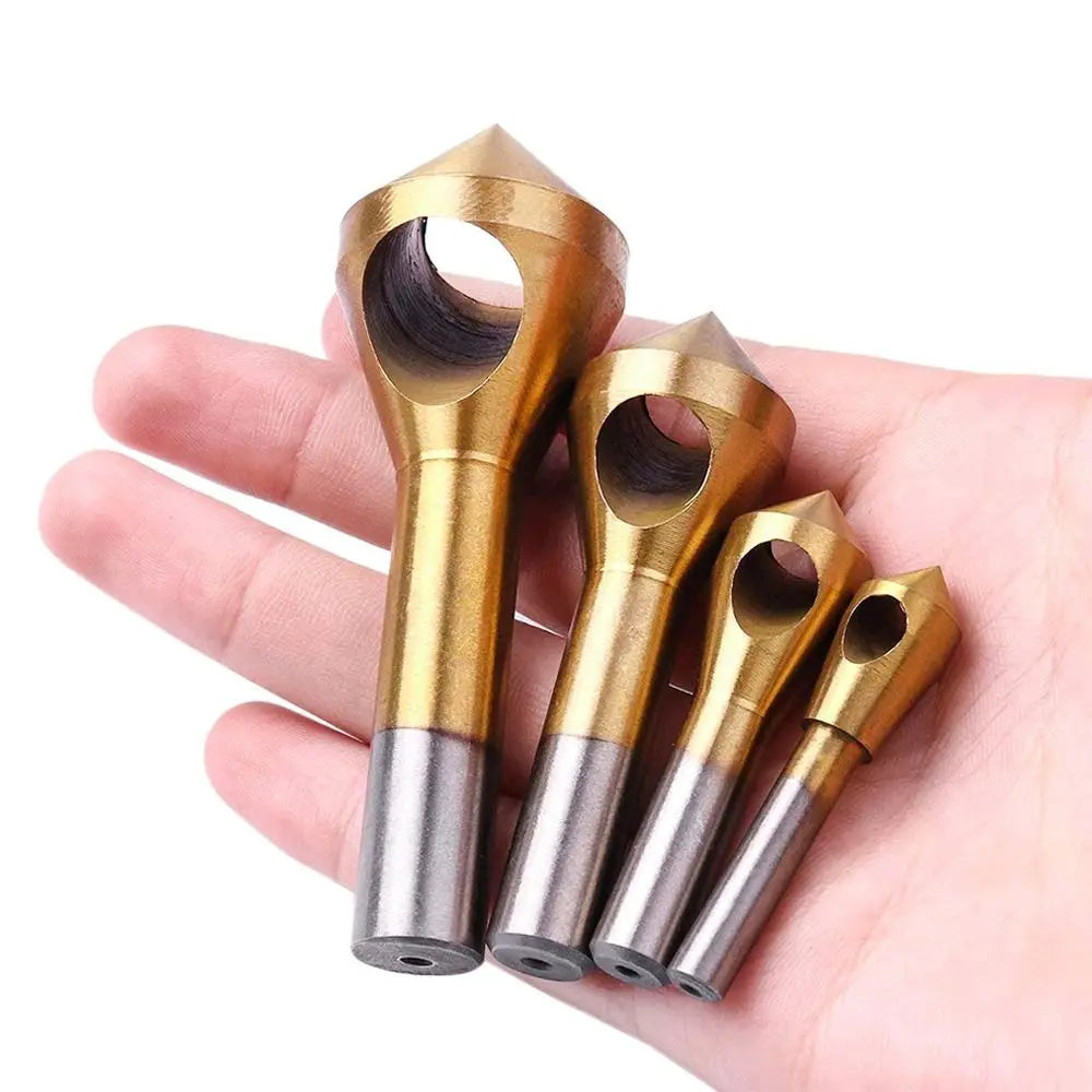 HSS Titanium Coated Countersink Drill Bit Set - 90° Deburring Chamfering Cutter for Metal