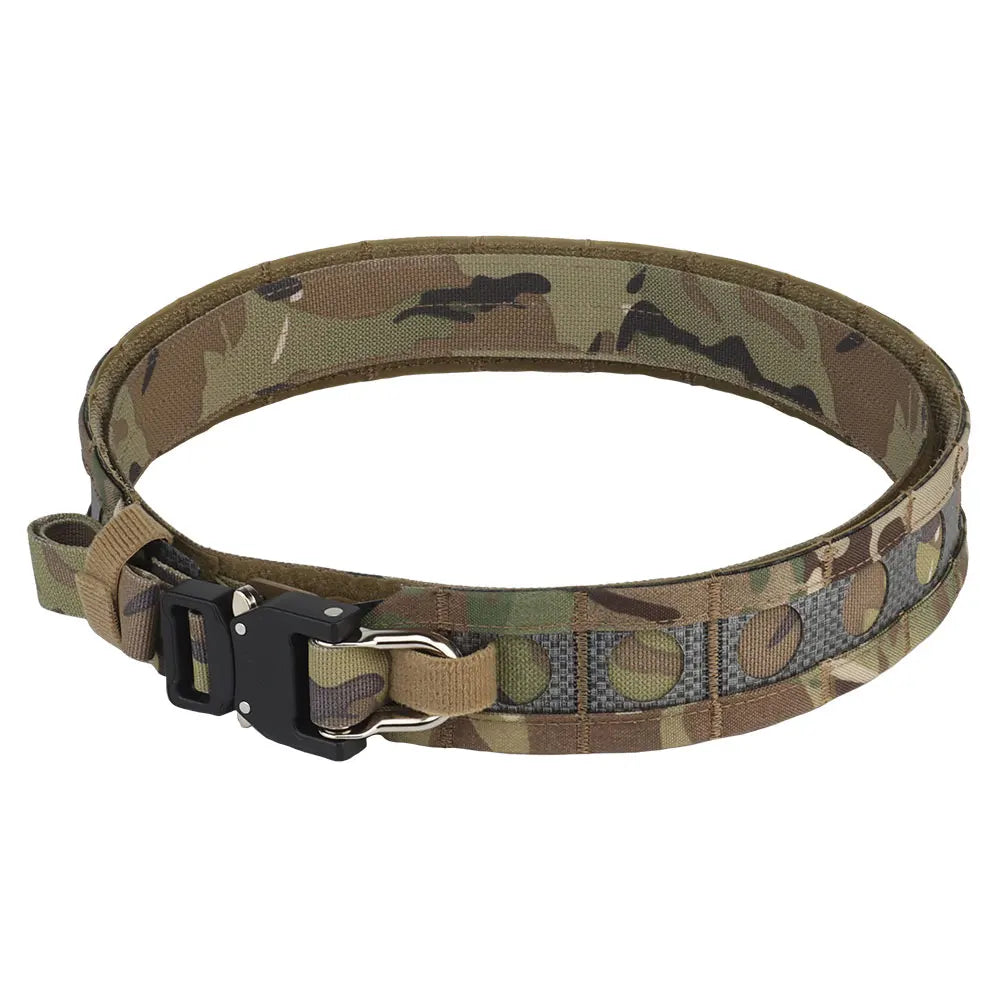 Tactcal Battle 2 Layers Waistbelt Ferro Bison Belt Quick Detach Metal D-Ring Buckle MOLLE Hunting Combat Waistband Airsoft Gear