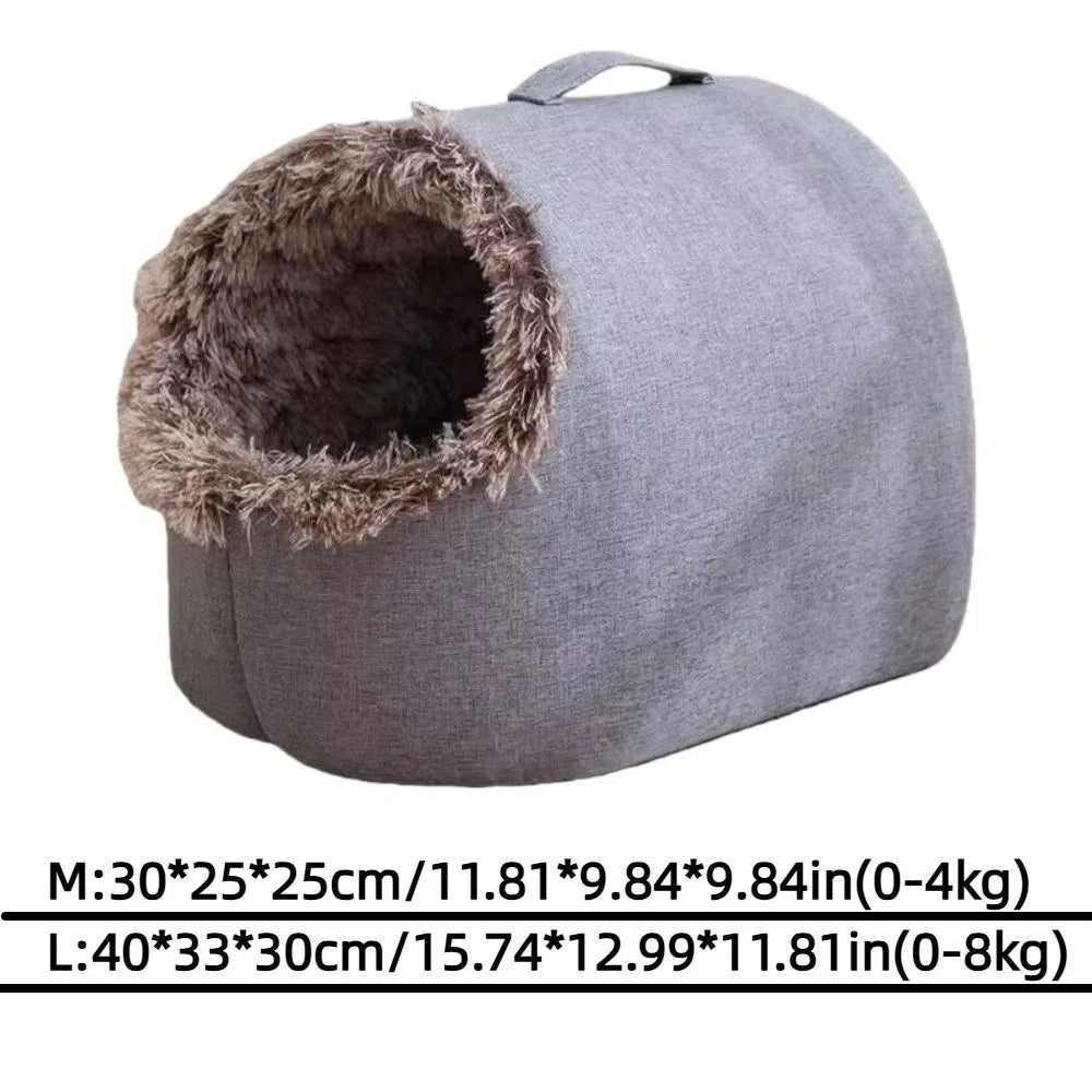 New Warm Winter Cat Bed Wrap Comfort Cat House Integrated with Handle Pet Cave Cats Dogs Furniture