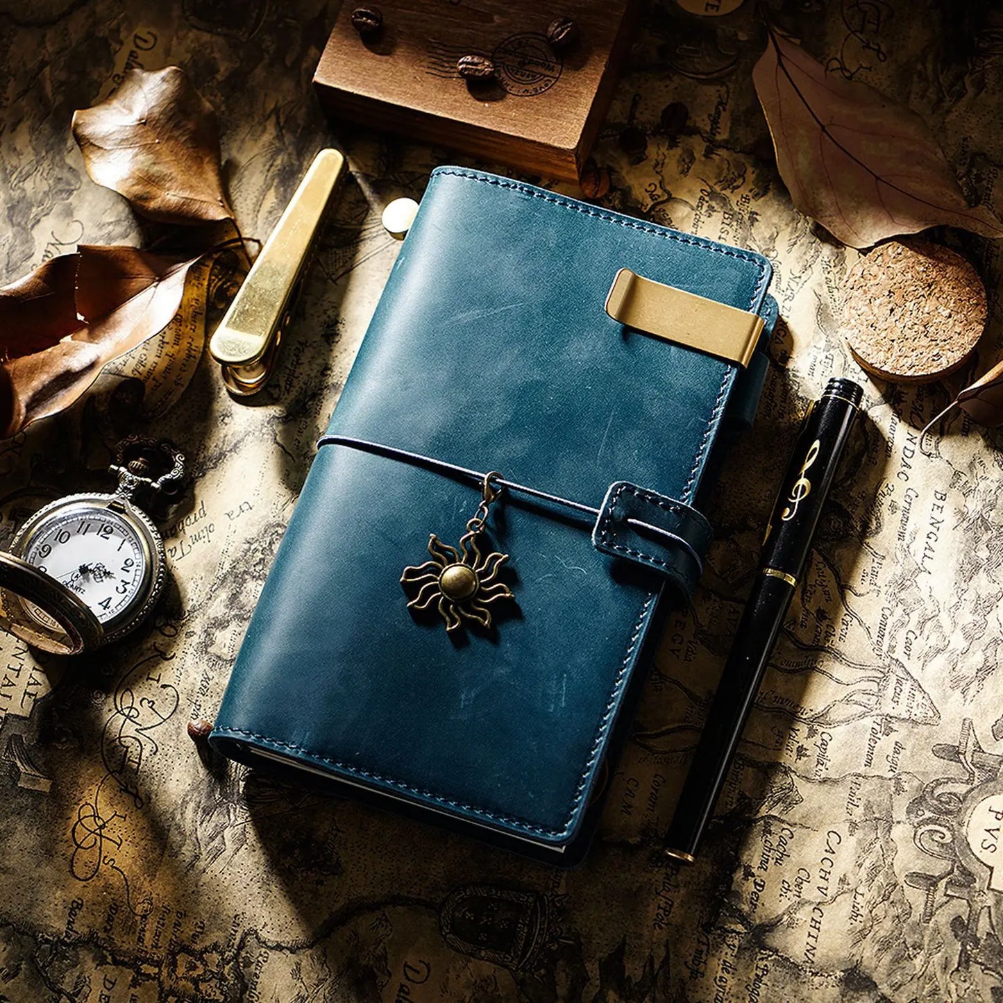 Handmade Vintage Leather Travel Diary Potable Planner Storage Function Retro Style Cowhide Notebook Exquisite Gift
