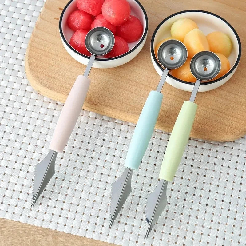 Double-Headed Stainless Steel Melon Baller Scoop - Professional Fruit Carving Tool