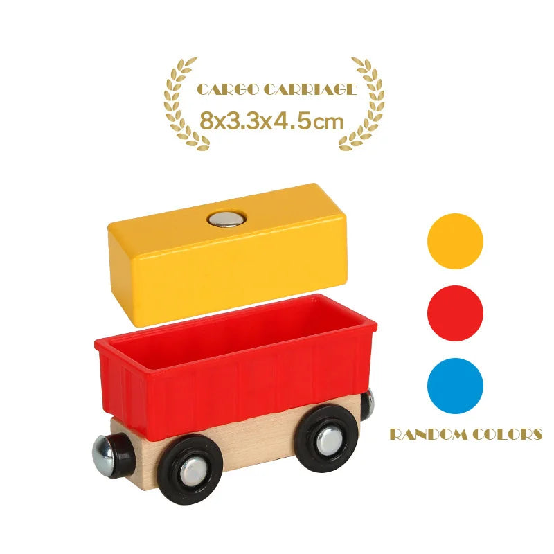1PC Wooden Magnetic Train Wooden Railway Track Cars Truck Wood Track Accessories Fit for Biro Wooden Tracks Toys For Kids Gifts
