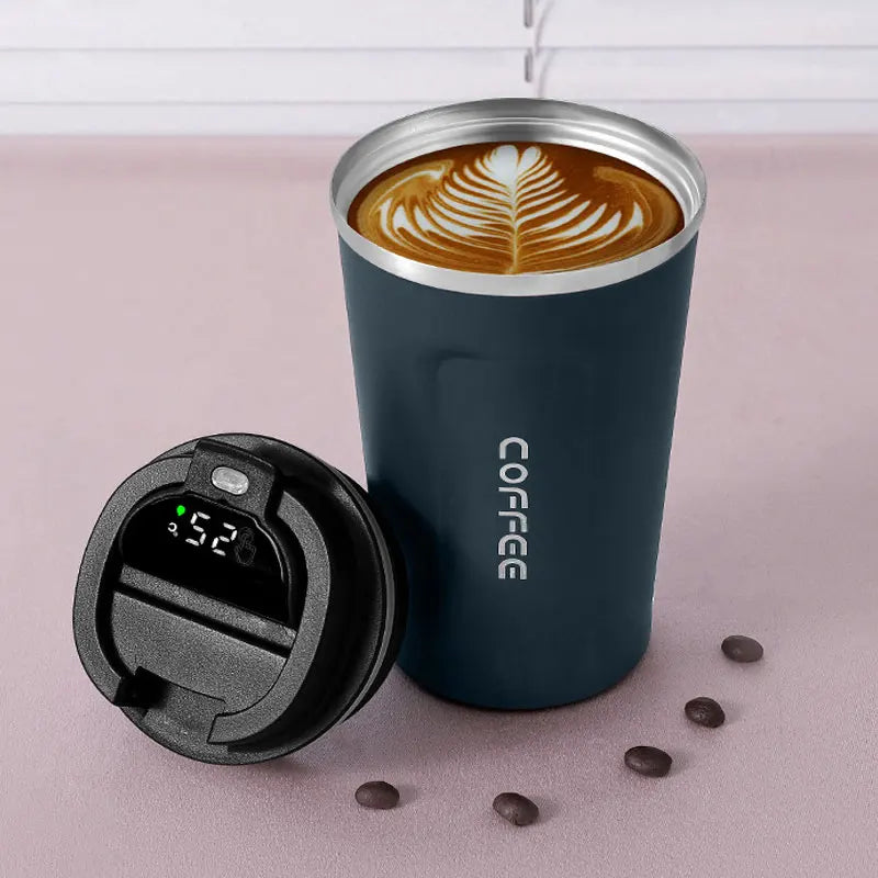 Smart Temperature Display Tumbler - 380ml Stainless Steel Insulated Travel Mug with LED Display