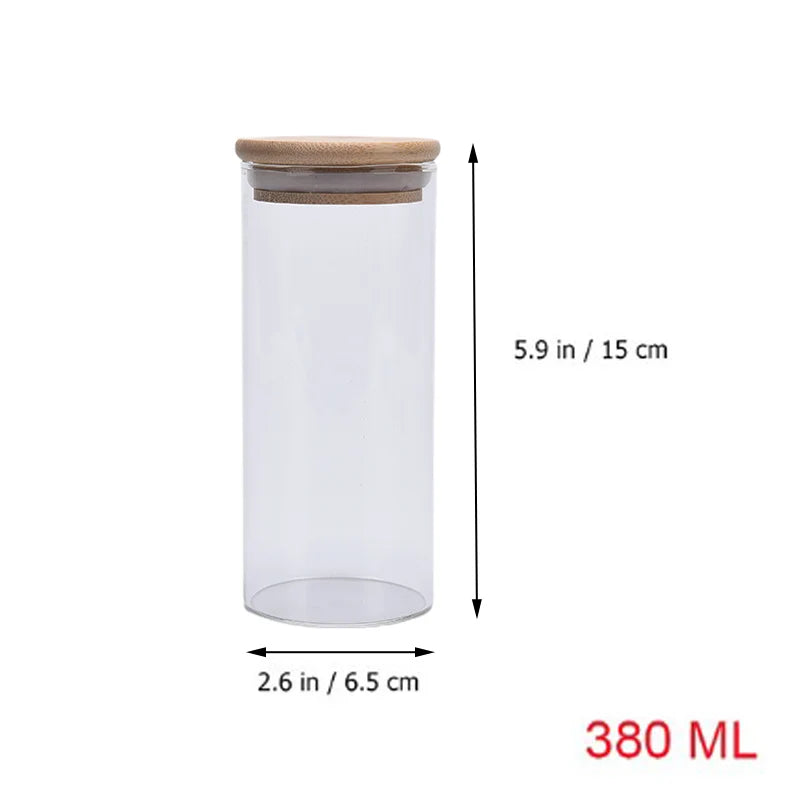 Glass Storage Jar with Bamboo Lid - Airtight Kitchen Container for Coffee, Grains & Dry Foods