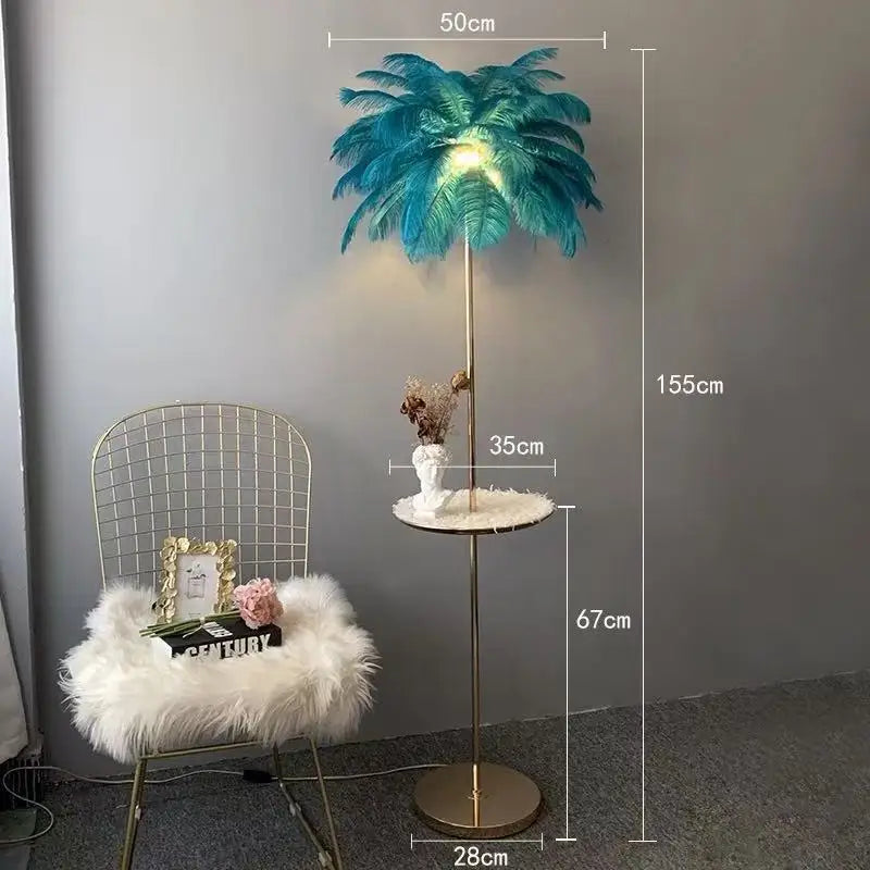 Premium Nordic Ostrich Feather Floor Lamp - Modern LED Interior Lighting